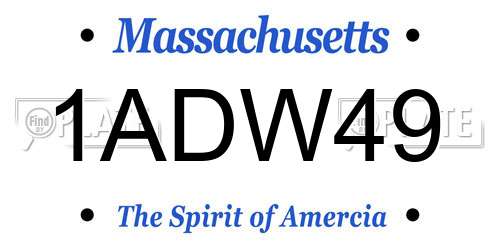 1ADW49 Massachusetts License Plate