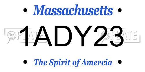 1ADY23 Massachusetts License Plate