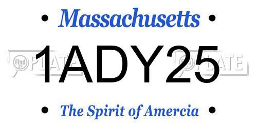 1ADY25 Massachusetts License Plate