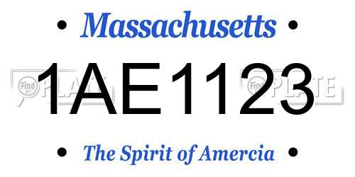 1AE1123 Massachusetts License Plate