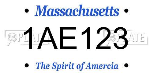 1AE123 Massachusetts License Plate