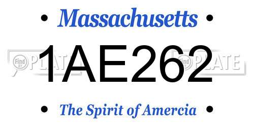 1AE262 Massachusetts License Plate