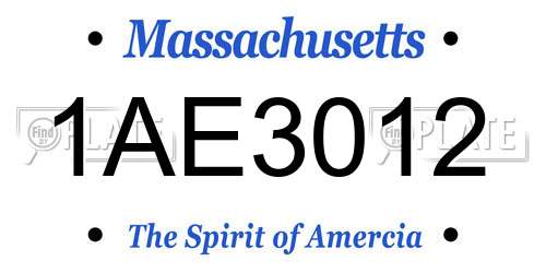 1AE3012 Massachusetts License Plate