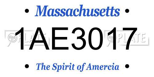 1AE3017 Massachusetts License Plate