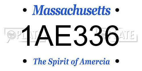 1AE336 Massachusetts License Plate