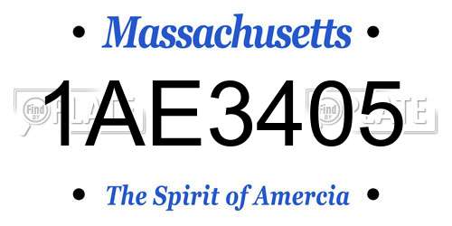 1AE3405 Massachusetts License Plate