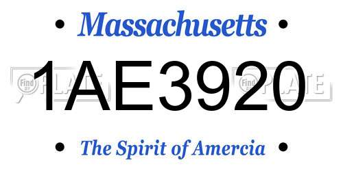 1AE3920 Massachusetts License Plate