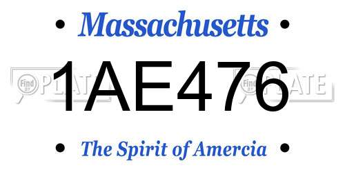1AE476 Massachusetts License Plate