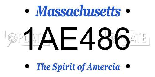 1AE486 Massachusetts License Plate