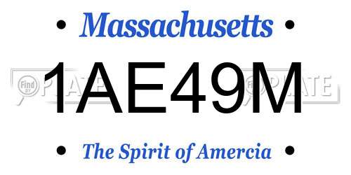 1AE49M Massachusetts License Plate