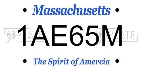 1AE65M Massachusetts License Plate