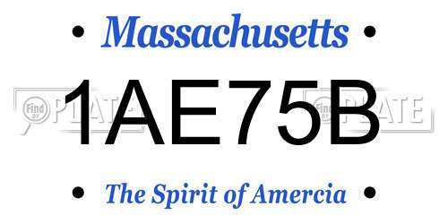 1AE75B Massachusetts License Plate