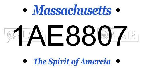 1AE8807 Massachusetts License Plate