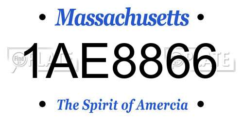 1AE8866 Massachusetts License Plate
