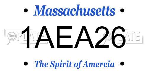 1AEA26 Massachusetts License Plate