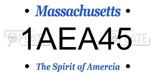 1AEA45 Massachusetts License Plate