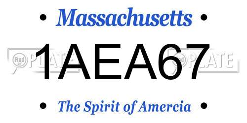 1AEA67 Massachusetts License Plate