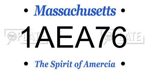1AEA76 Massachusetts License Plate