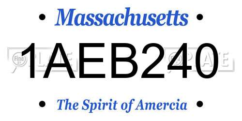 1AEB240 Massachusetts License Plate