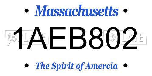 1AEB802 Massachusetts License Plate