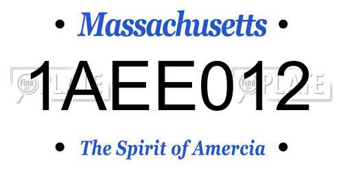 1AEE012 Massachusetts License Plate