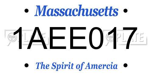 1AEE017 Massachusetts License Plate