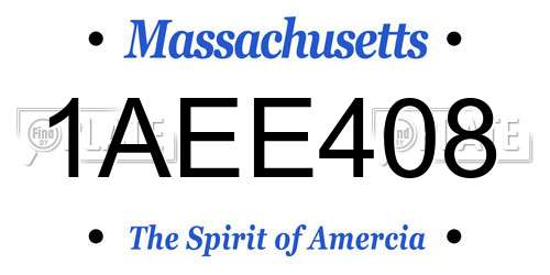 1AEE408 Massachusetts License Plate