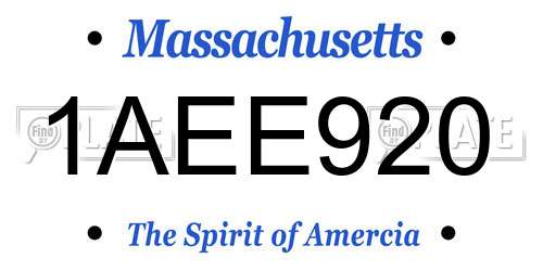 1AEE920 Massachusetts License Plate