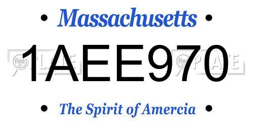 1AEE970 Massachusetts License Plate