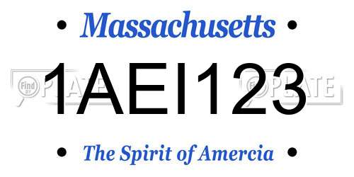 1AEI123 Massachusetts License Plate