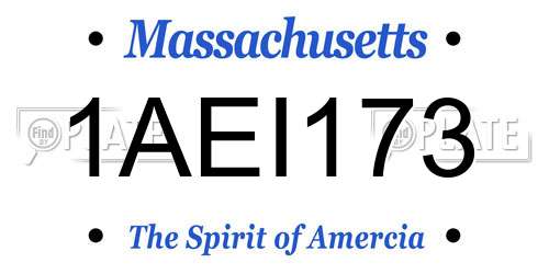 1AEI173 Massachusetts License Plate