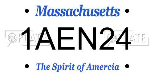 1AEN24 Massachusetts License Plate
