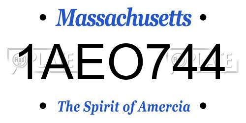 1AEO744 Massachusetts License Plate