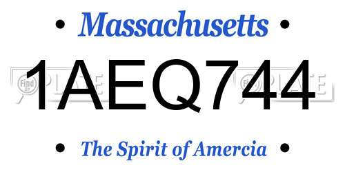 1AEQ744 Massachusetts License Plate