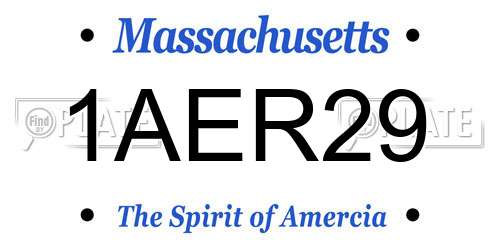 1AER29 Massachusetts License Plate