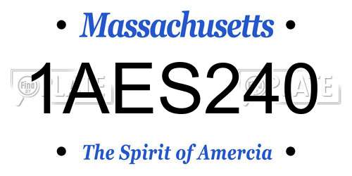 1AES240 Massachusetts License Plate