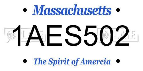 1AES502 Massachusetts License Plate