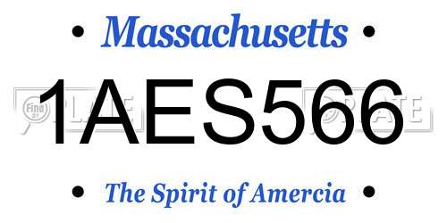 1AES566 Massachusetts License Plate