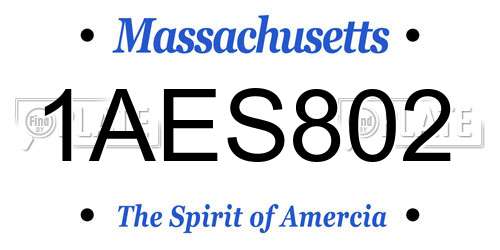 1AES802 Massachusetts License Plate