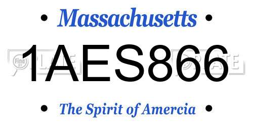 1AES866 Massachusetts License Plate