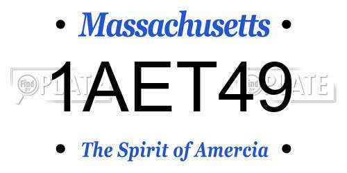 1AET49 Massachusetts License Plate