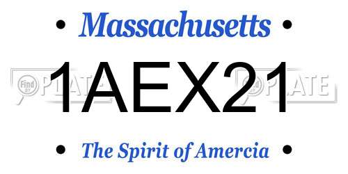 1AEX21 Massachusetts License Plate