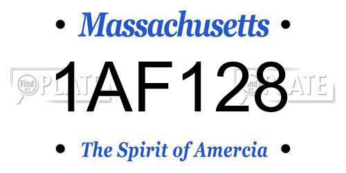 1AF128 Massachusetts License Plate