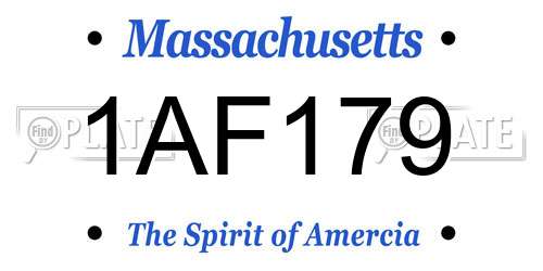 1AF179 Massachusetts License Plate
