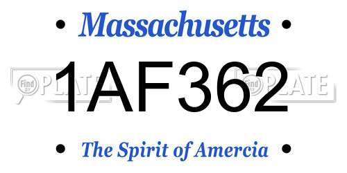 1AF362 Massachusetts License Plate