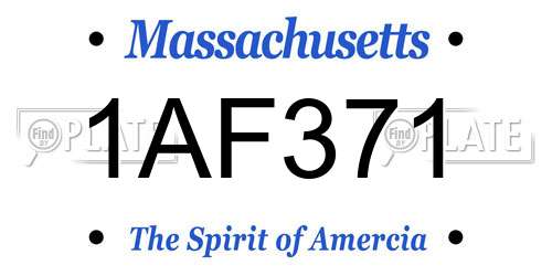 1AF371 Massachusetts License Plate