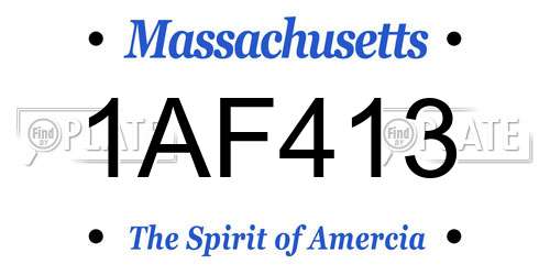 1AF413 Massachusetts License Plate