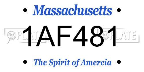 1AF481 Massachusetts License Plate