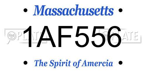 1AF556 Massachusetts License Plate