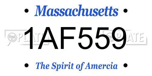 1AF559 Massachusetts License Plate